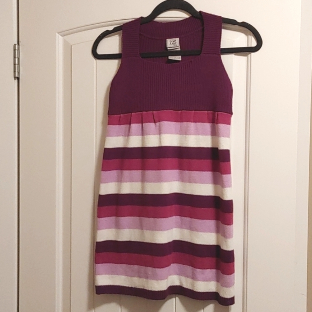 725 knit red purple white striped sleeveless sweater dress kids Me…